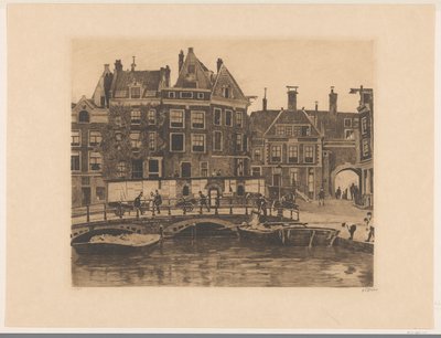 Amsterdam'daki Beurspleintje'nin görünümü by Willem Witsen (signed by artist)