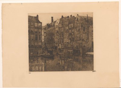 Oudezijds Voorburgwal ve Amsterdam'daki Oudezijds Kolk by Willem Witsen (signed by artist)