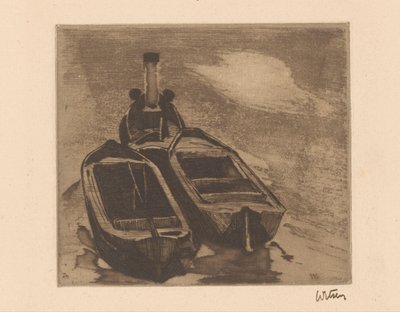 İki mavnalı römorkör by Willem Witsen (signed by artist)