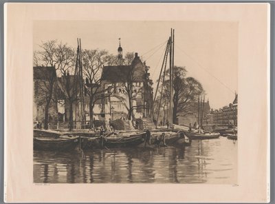Binnenkant ve Prins Hendrikkade'nin bir araya geldiği binanın yıkımı by Willem Witsen (signed by artist)