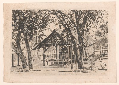 Java'da iki ağaç arasında müştemilat by Willem Arnoldus Witsen
