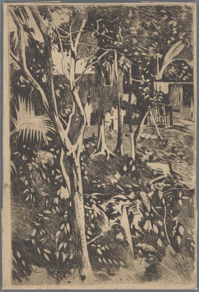 Buitenzorg, Hotel Bellevue'nin bahçesinde aile by Willem Arnoldus Witsen