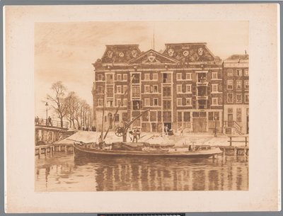 Oudeschans West-Indisch Huis'ten görüldüğü gibi WIC deposunun cephesinin görünümü (orijinal başlık) by Willem Arnoldus Witsen