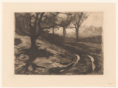 Ağaçlar ve çit ile manzara by Willem Arnoldus Witsen