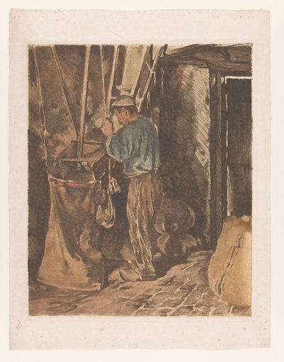 Miller bir torba un ile Miller, kapalı kapı (orijinal başlık) by Willem Arnoldus Witsen