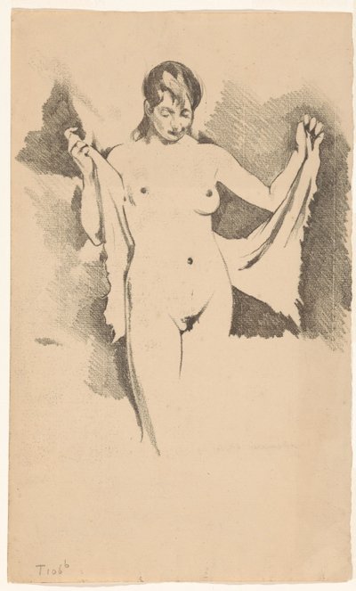 Ayakta çıplak kadın kendini kurutma by Willem Arnoldus Witsen