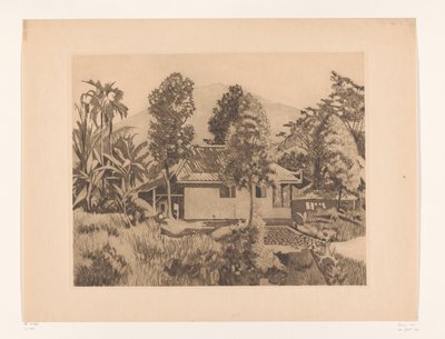 Bogor'da arka planda bir dağ olan ev Arka planda Salak(?) yanardağı olan ev, Buitenzorg (orijinal başlık) by Willem Arnoldus Witsen