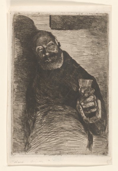 İçki (nesne üzerindeki orijinal başlık) Yükseltilmiş camlı adam (orijinal başlık) by Willem de Zwart (signed by artist)