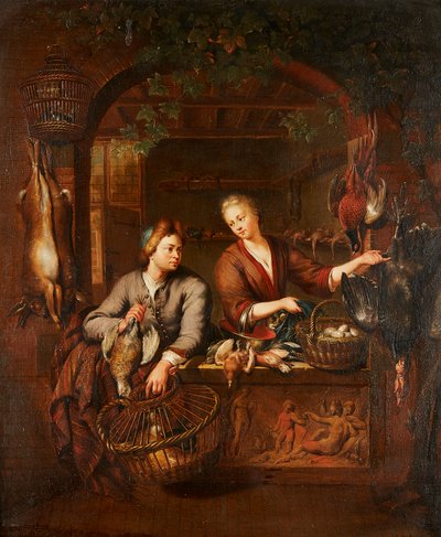 Oyun Sayacı (panelde yağ) by Willem van (after) Mieris