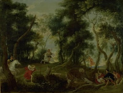 Atalanta ve Meleager Calydonian Domuz Avı ile Manzara by Willem van Herp