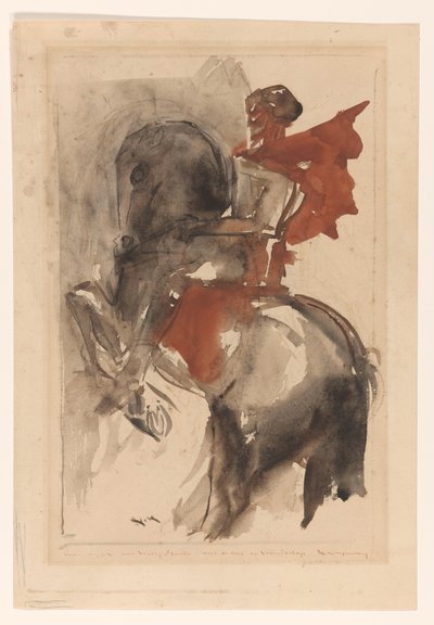 at sırtında şövalye by Willem van Konijnenburg (signed by artist)