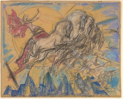 Arabasında güneş tanrısı Apollon by Willem van Konijnenburg