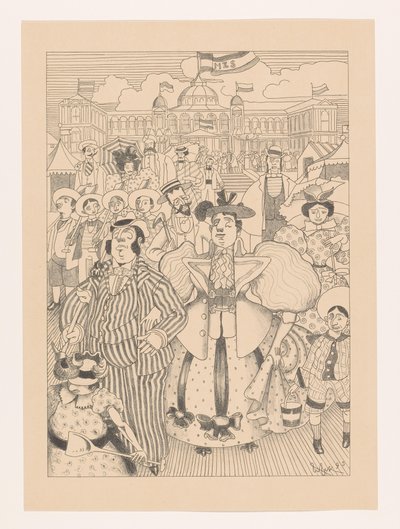 Scheveningen sahilinde karikatürize edilmiş Yahudi yıkananlar by Willem van Konijnenburg