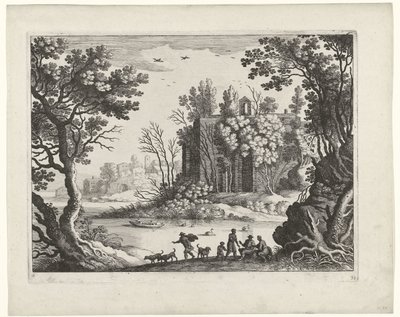 Bir nehir üzerinde bina İtalyan manzaraları (dizi başlığı) by Willem van Nieulandt (II)