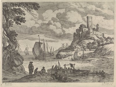 Gemilerle liman manzarası by Willem van Nieulandt (II)