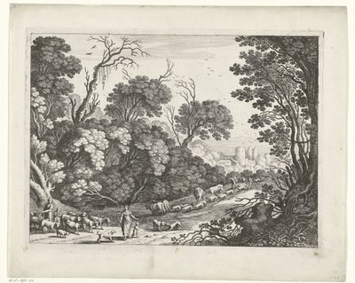 sürü ile çobanlar İtalyan manzaraları (dizi başlığı) by Willem van Nieulandt (II)