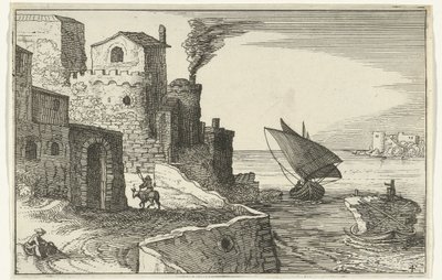Sahil Köyü Roma kalıntıları ve kıyı manzaraları (dizi 1) (dizi başlığı) by Willem van Nieulandt (II)