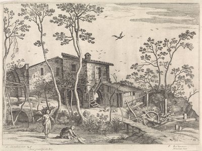 Tobias ve Melek ile Manzara İtalyan manzaraları (dizi başlığı) by Willem van Nieulandt (II)