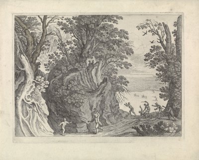 Silahlı soygun ile manzara by Willem van Nieulandt (II)