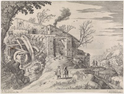 Bir Su Değirmeni ve İyi Samaritan ile Manzara İtalyan manzaraları (dizi başlığı) by Willem van Nieulandt (II)
