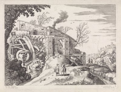 Bir Su Değirmeni ve İyi Samaritan ile Manzara İtalyan manzaraları (dizi başlığı) by Willem van Nieulandt (II)