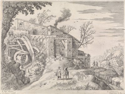 Bir Su Değirmeni ve İyi Samaritan ile Manzara İtalyan manzaraları (dizi başlığı) by Willem van Nieulandt (II)
