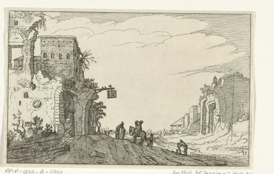 Kalıntılar arasındaki yol Roma kalıntıları ve kıyı manzaraları (dizi 1) (dizi başlığı) by Willem van Nieulandt (II)