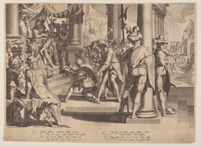Adalet Alegorisi, Hukukun Kutsallığı, Adaletin Tahtlarından (Thronus Iustitiae) levha 12 by Willem van Swanenburgh