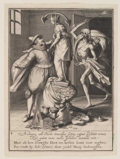 Dünya Malının Kötüye Kullanımı Alegorisinden, İnsanı Vurmak Üzere Olan Oklu Ölüm by Willem van Swanenburgh