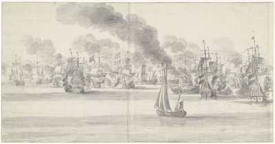 Katwijk Savaşı (sol sayfa), 1653 by Willem van de Velde (I)