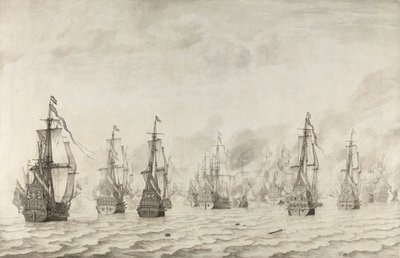 Dunkirk Savaşı Dunkirk yakınlarındaki İspanyollara karşı Deniz Savaşı, 18 Şubat 1639 by Willem van de Velde (I)