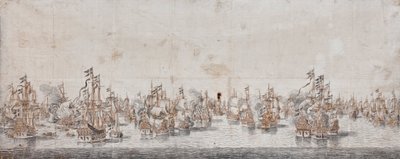 Fehmarn Savaşı, c.1650 (kağıt üzerinde mürekkep ve yıkama) by Willem van de Velde