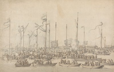 Whitehall yakınlarındaki Thames'te kutlama by Willem van de Velde the Elder