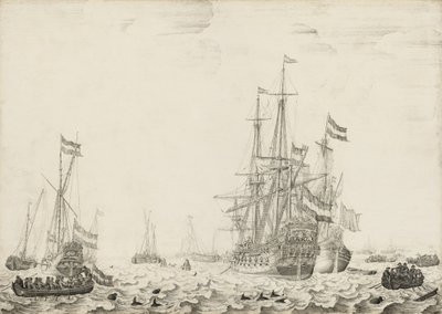 Sahile Yakın Hollanda Gemileri by Willem van de Velde the Elder