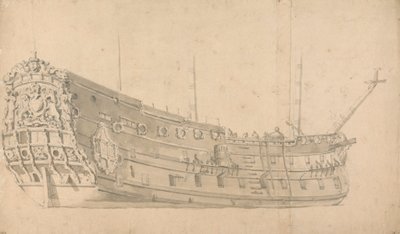 Bir İngiliz Savaş Adamı, Sancak Çeyrek Görünümü: Muhtemelen Zafer by Willem van de Velde the Younger
