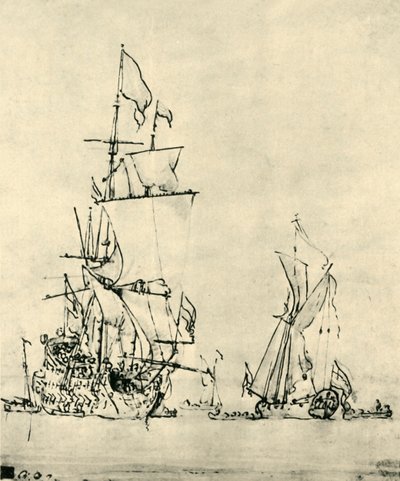 Denizde gemiler, 17. yüzyılın ortaları, 1943. by Willem van de Velde the Younger