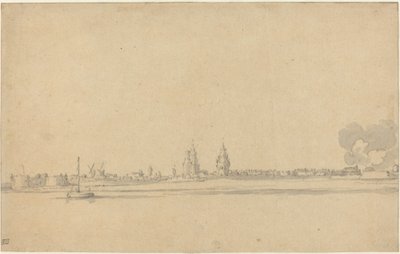 Bir Hollanda Kasabasının Görünümü (Delft?) by Willem van de Velde the Younger