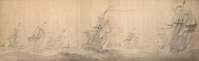 Hollanda filosu Kuzey Frizya Adaları açıklarında sahili dövüyor 9 [OS] / 19 Ekim 1658 by Willem van de the Elder Velde