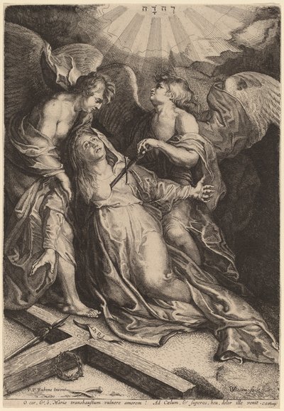 İki Melek Tarafından Desteklenen Mater Dolorosa Diz Çöküyor by Willem van der Leeuw after Sir Peter Paul Rubens
