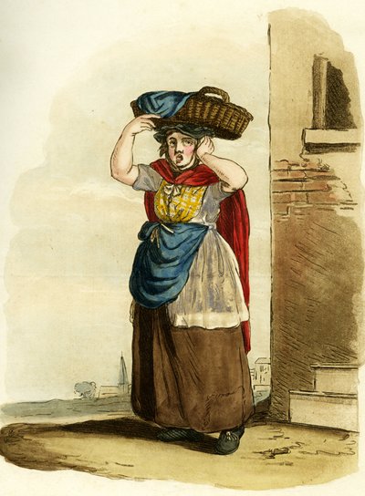 Balık satıcısı, İngiltere. İngilizce gravür by William (after) Alexander