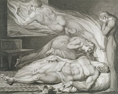 Güçlü Kötü Adamın Ölümü, pl.6, William Blake'in (1757-1827) 'The Grave, A Poem' adlı eserinden illüstrasyon, Luigi Schiavonetti (1765-1810) tarafından oyulmuş by William (after) Blake