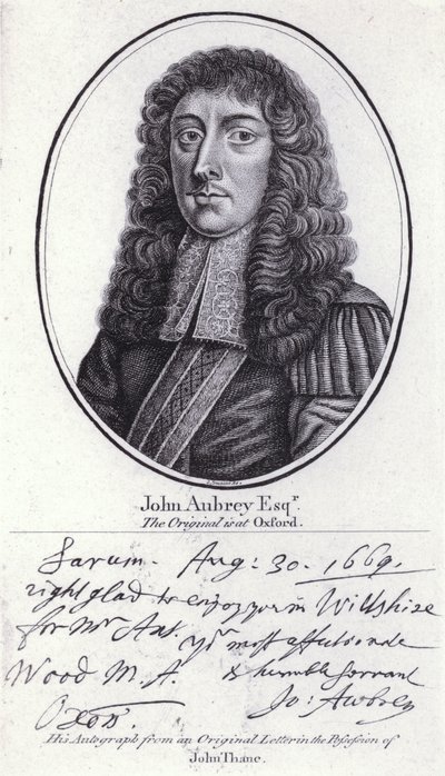 John Aubrey, İngiliz antikacı, doğa filozofu ve yazar (gravür) by William (after) Faithorne