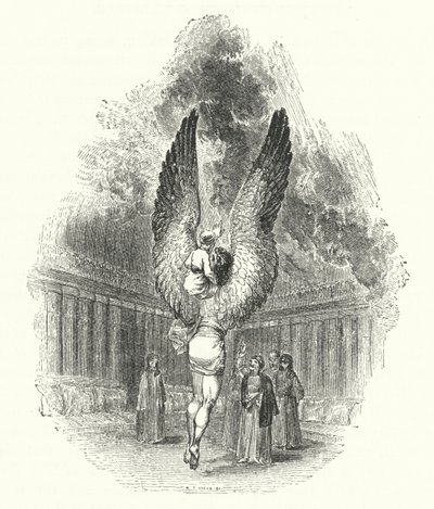 'Efreet Dahnash'ın Omuzlarında Hasan (gravür) by William (after) Harvey