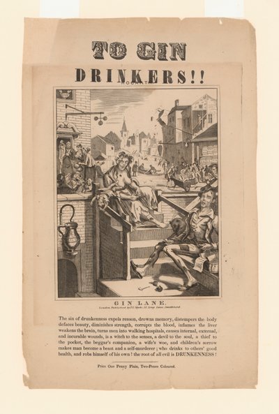 Cin içenlere uyarı (lito) by William (after) Hogarth