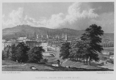 Bath Road'dan Bristol (gravür) by William (after) Westall