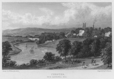 Chester, Barrelwell Hill'den (gravür) by William (after) Westall