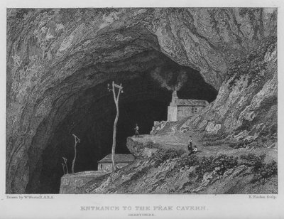 Peak Cavern'e giriş, Derbyshire (gravür) by William (after) Westall