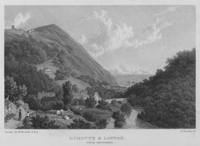 Lynmouth ve Linton, Kuzey Devonshire (gravür) by William (after) Westall