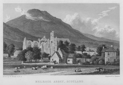 Melrose Manastırı, İskoçya (gravür) by William (after) Westall