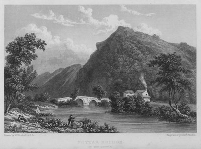Nottar Köprüsü, Lynher üzerinde (gravür) by William (after) Westall